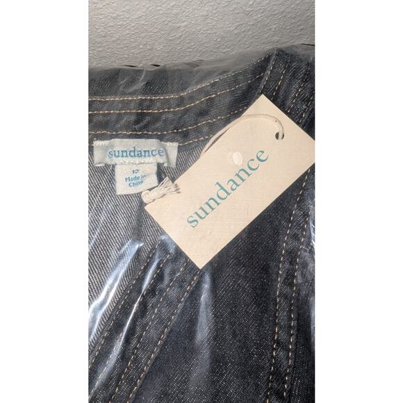 Sundance Poppy Dress Size 12 Denim Midi Belted Cotton Washed Black NWT! - Picture 4 of 7